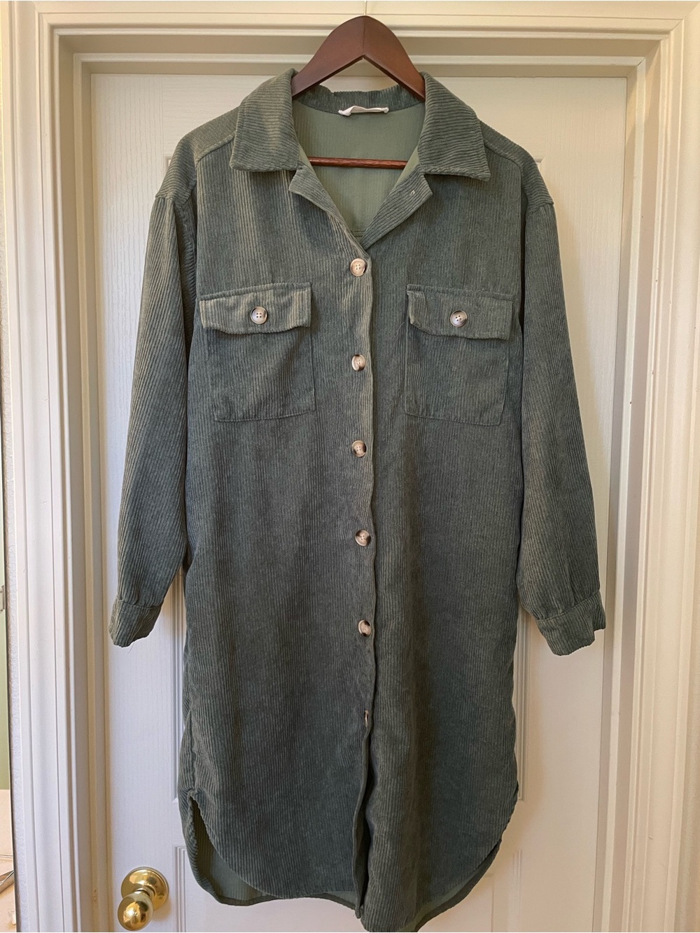 Carly Jean Los Angeles Sage Green Ribbed-Collar Top